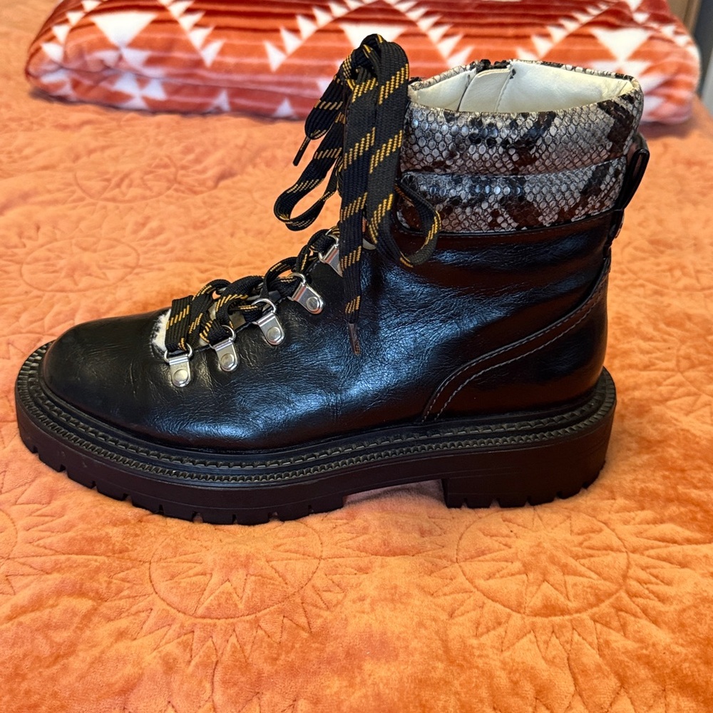 SAM EDELMAN Circus Flora Combat Boots Sherpa Lined Tongue Padded Insole Lace Up